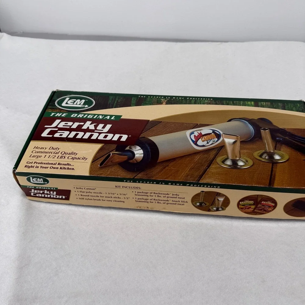 LEM The Original Jerky Cannon Kit 1.5 lb Capacity Aluminum Meat Gun 468 Silver